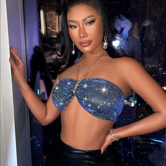 Chain Detail Glitter Halter Top ✨ - Picture 3 of 5